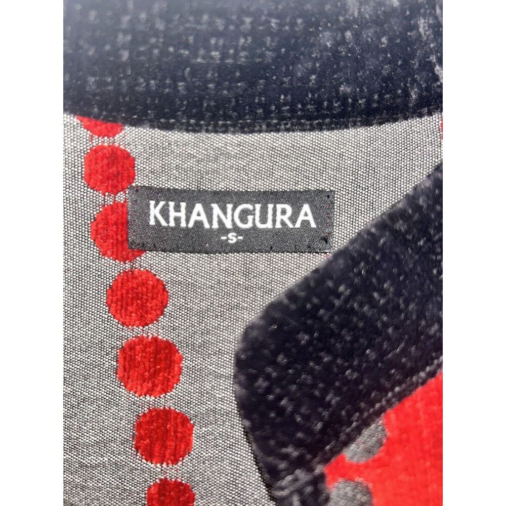 Khangura Statement Jacket Red Orange Novelty Circle Print Black Trim Career Wear - Picture 7 of 9